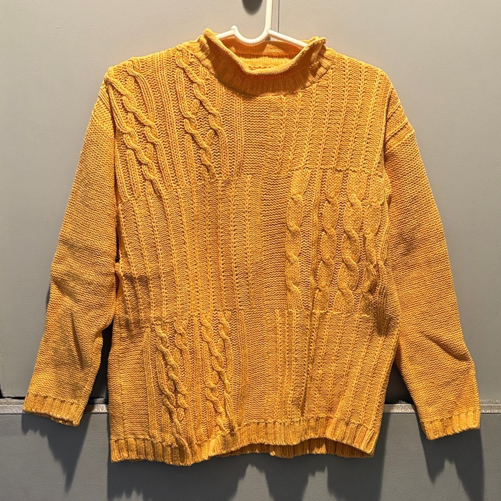 Vintage Cable Knit Mock Neck Sweater